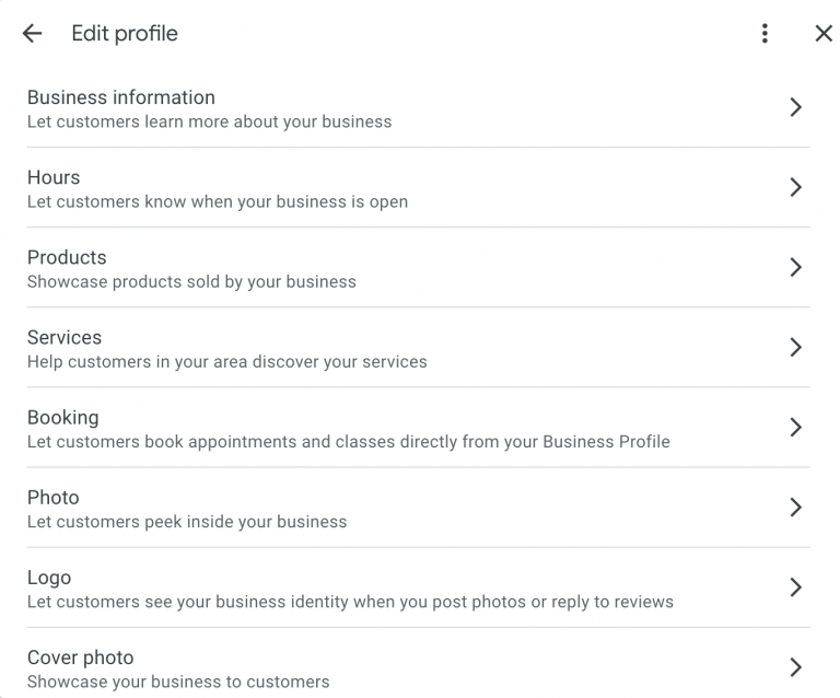 Edit Google Business Profile