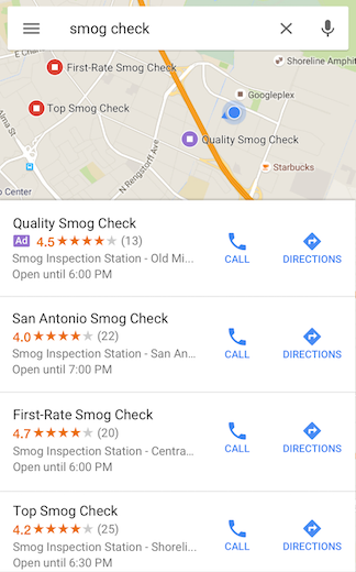 Example of ads in Google Maps